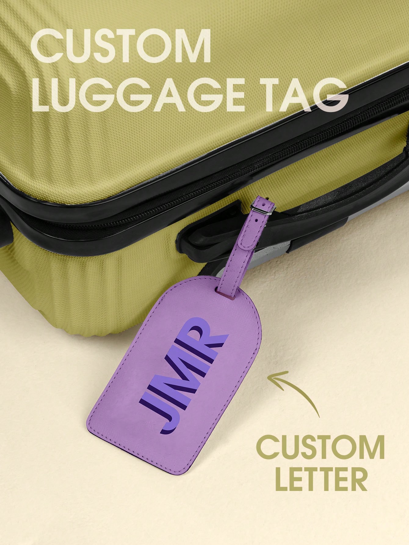 Label Maker - パーソナライズされたイニシャルラゲッジタグ カスタムレターPUレザー旅行バッグタグ UVプリントスーツケースIDラベル 旅行ギフト 女性男性向け