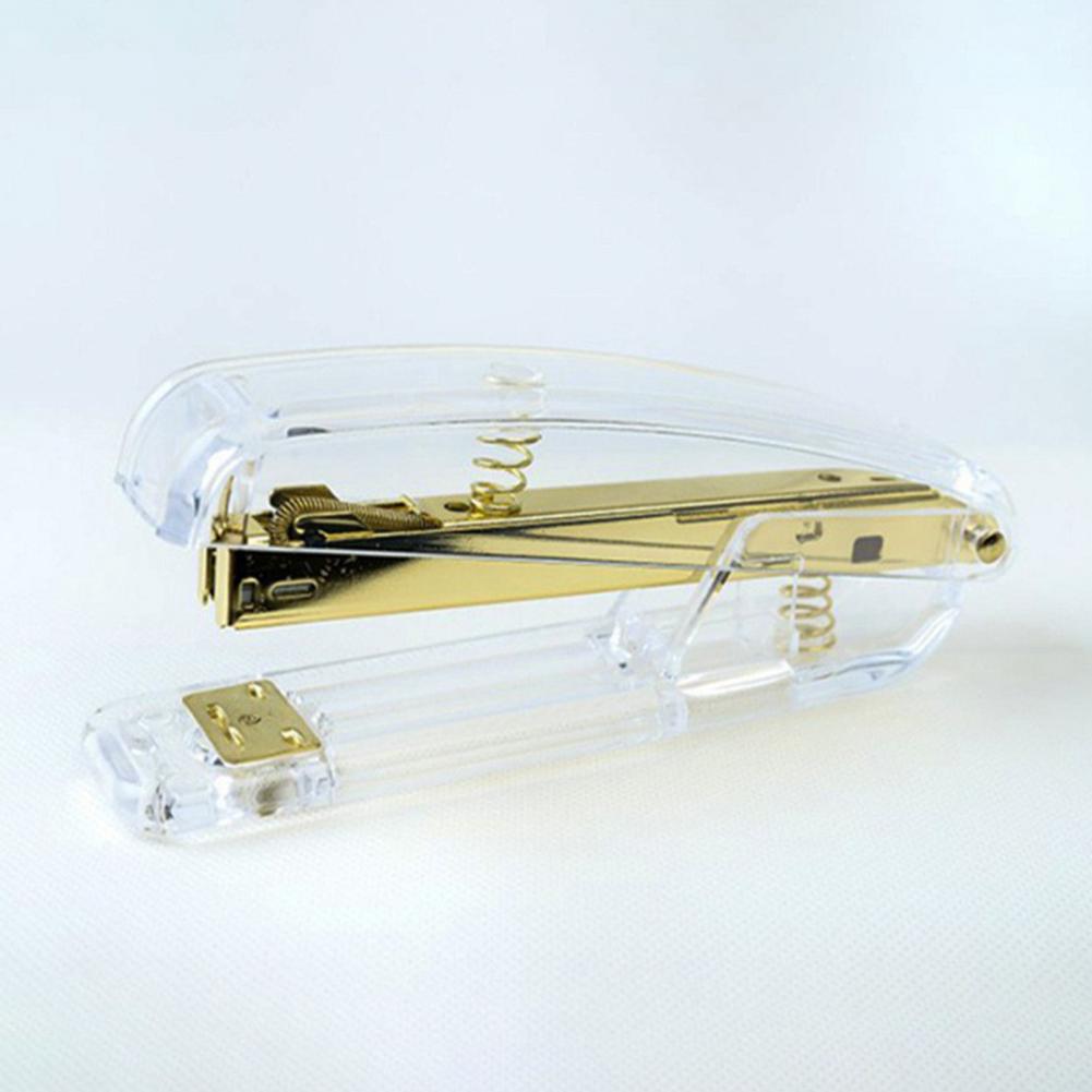 Stapler Heavy Duty - 金属メッキ加工のステープラー、レバー式ステープラー、透明なデスクトップステープラー、耐久性に優れた25枚綴じ可能、片手で操作可能。