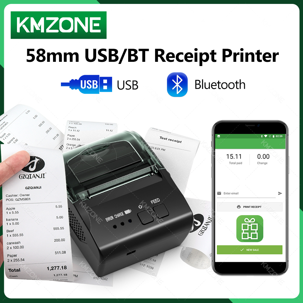 Commercial Book Printing Machines - GZQIANJI-POSプリンター,ミニワイヤレスプリンター,Bluetooth,ポータブル,loyverse ii,1D, 2D互換,バーコード印刷装置