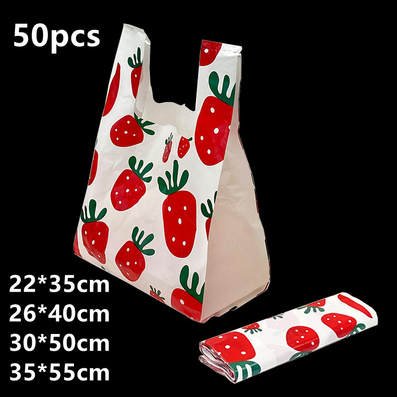 Commercial Printing And Packaging - イチゴの形をしたビニール袋,使い捨てポーチ,食品品質の包装用品,パーティーやスナックのギフト,商業用トートバッグ,ロゴ印刷,50個