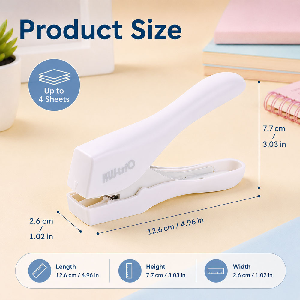針なし折り目付けステープラー1パック、紙綴じツール、一度に4 - Stapler Heavy Duty のレビューと価格