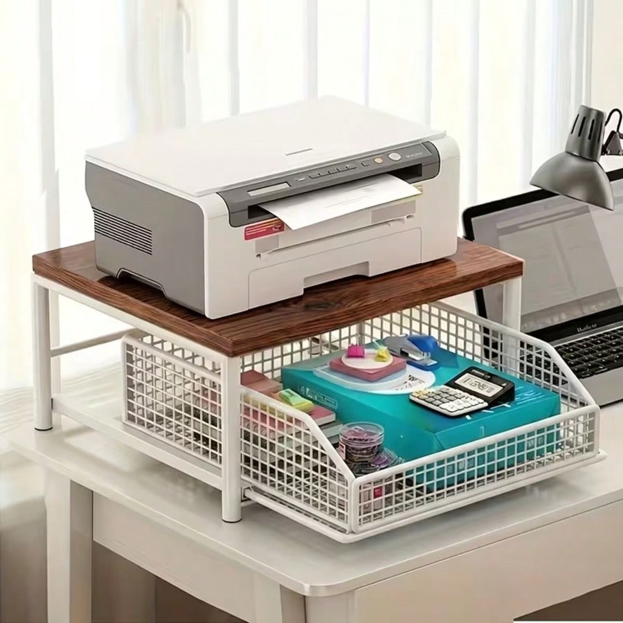 ONESIMCR プリンタースタンド。2段の木製収納棚付きの - Commercial Book Printing Machines のレビューと価格